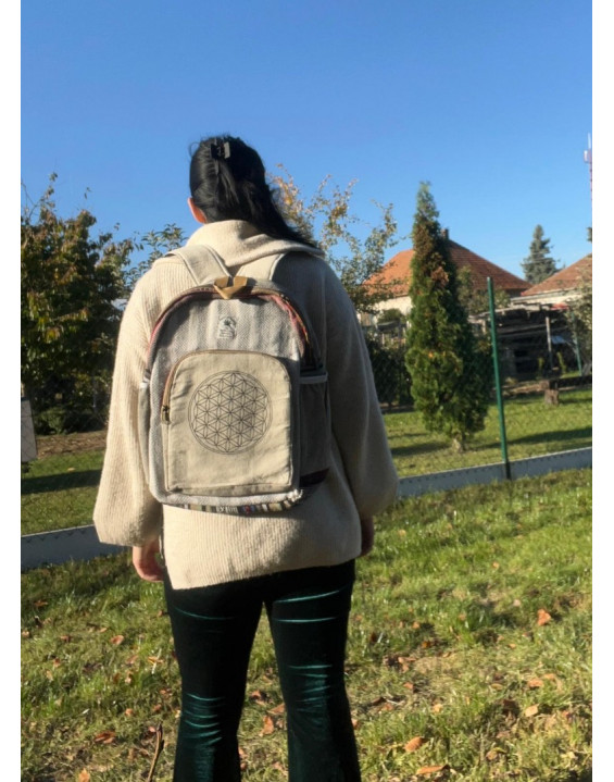 Ethno batoh z konope - KVET ŽIVOTA veľký